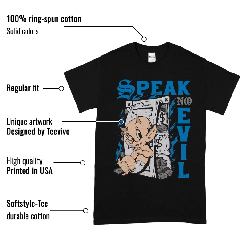 TeeVivo T-Shirt Match Air Jordan 4 Retro Military Blue Speak no evil – Air Jordan 4 Shirt, AJ4 Shirt