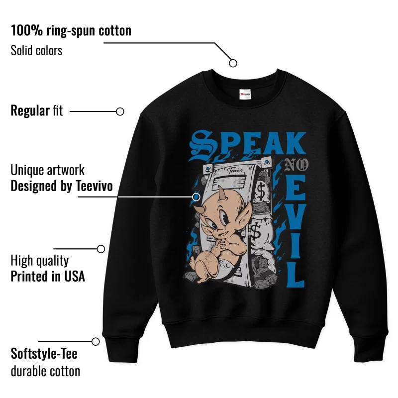 TeeVivo Sweatshirt Match Air Jordan 4 Retro Military Blue Speak no evil – Air Jordan 4 Sweatshirt, AJ4 Sweatshirt