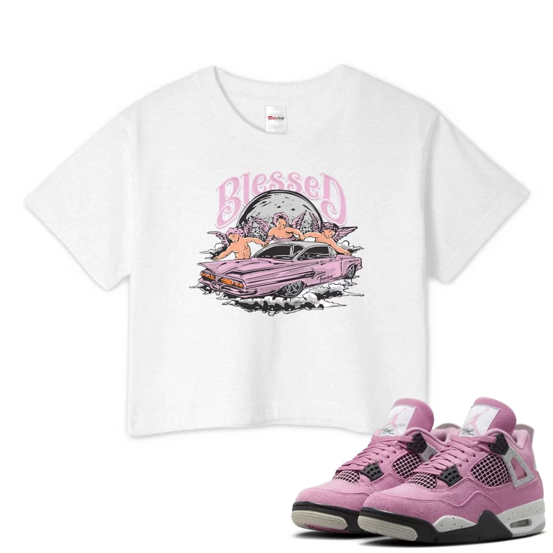 TeeVivo Crop Top Match Air Jordan 4 Retro Orchid Blessed – Air Jordan 4 Crop Top, AJ4 Crop Top