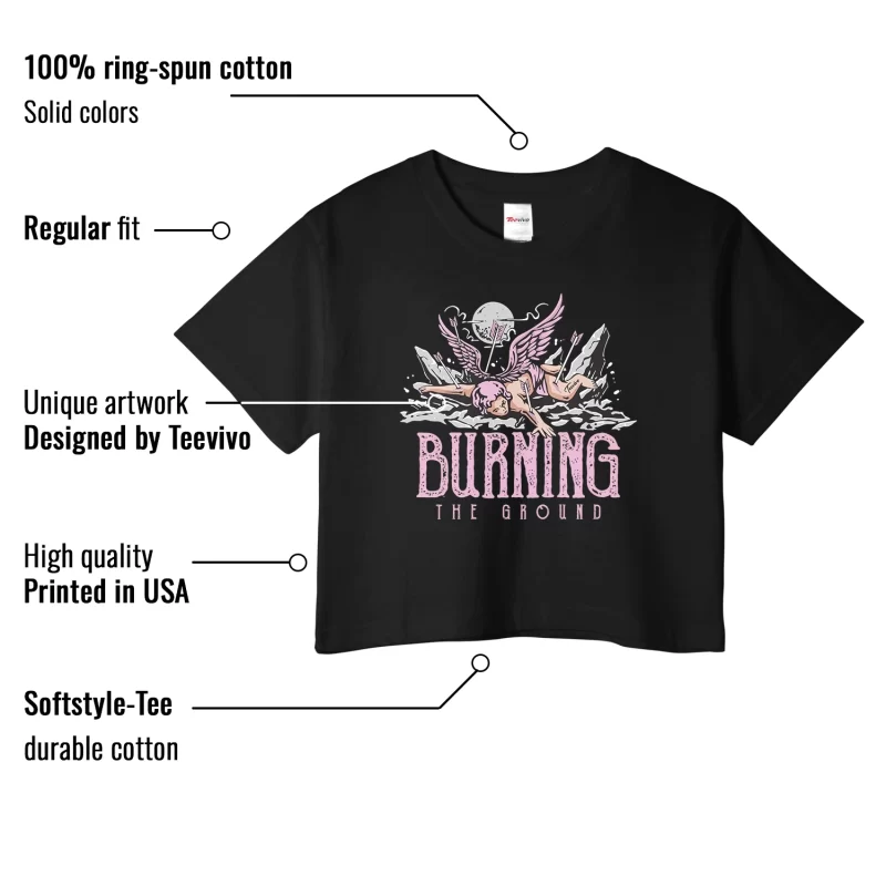 TeeVivo Crop Top Match Air Jordan 4 Retro Orchid Burning the ground – Air Jordan 4 Crop Top, AJ4 Crop Top
