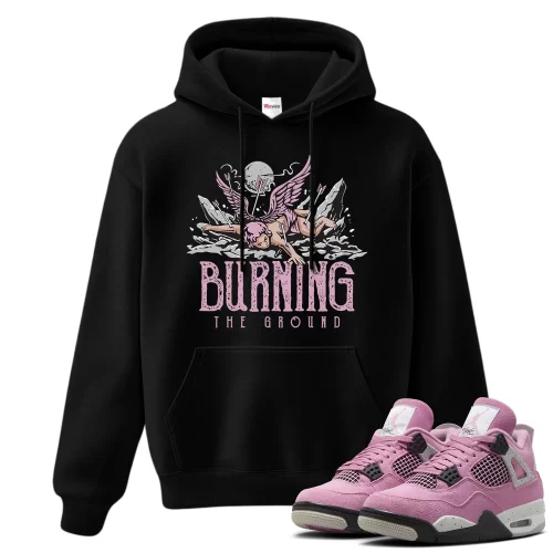 TeeVivo Hoodie Match Air Jordan 4 Retro Orchid Burning the ground – Air Jordan 4 Hoodie, AJ4 Hoodie