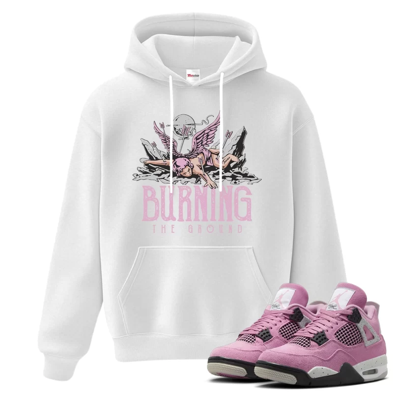 TeeVivo Hoodie Match Air Jordan 4 Retro Orchid Burning the ground – Air Jordan 4 Hoodie, AJ4 Hoodie