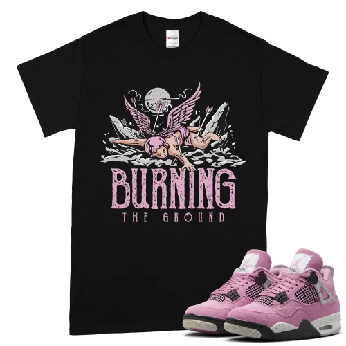 TeeVivo T-Shirt Match Air Jordan 4 Retro Orchid Burning the ground – Air Jordan 4 Shirt, AJ4 Shirt