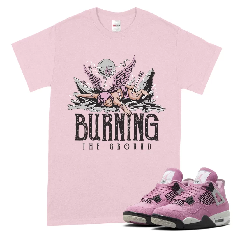 TeeVivo T-Shirt Match Air Jordan 4 Retro Orchid Burning the ground – Air Jordan 4 Shirt, AJ4 Shirt