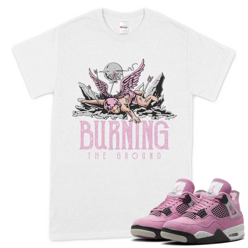 TeeVivo T-Shirt Match Air Jordan 4 Retro Orchid Burning the ground – Air Jordan 4 Shirt, AJ4 Shirt