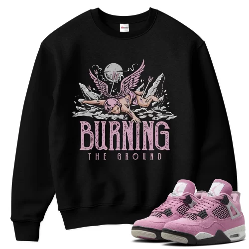 TeeVivo Sweatshirt Match Air Jordan 4 Retro Orchid Burning the ground – Air Jordan 4 Sweatshirt, AJ4 Sweatshirt