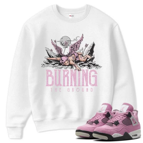TeeVivo Sweatshirt Match Air Jordan 4 Retro Orchid Burning the ground – Air Jordan 4 Sweatshirt, AJ4 Sweatshirt