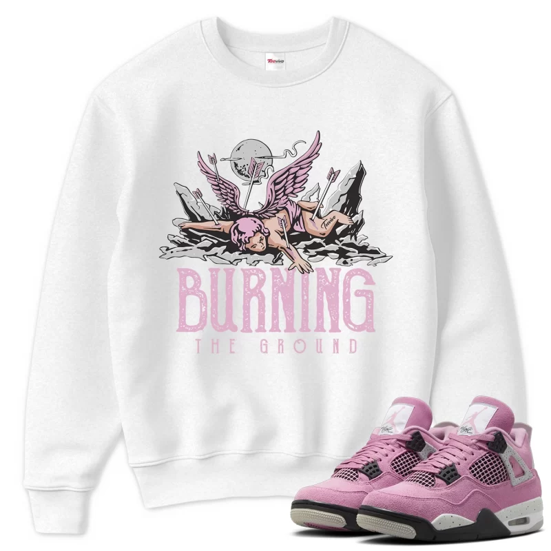 TeeVivo Sweatshirt Match Air Jordan 4 Retro Orchid Burning the ground – Air Jordan 4 Sweatshirt, AJ4 Sweatshirt