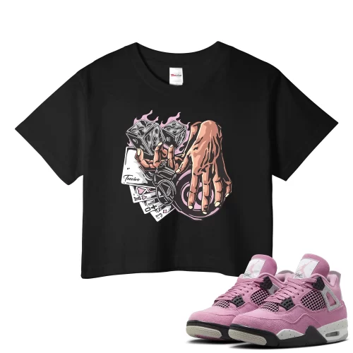 TeeVivo Crop Top Match Air Jordan 4 Retro Orchid Gambling – Air Jordan 4 Crop Top, AJ4 Crop Top
