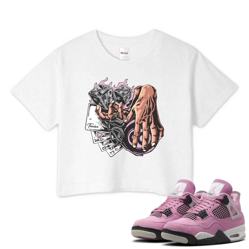 TeeVivo Crop Top Match Air Jordan 4 Retro Orchid Gambling – Air Jordan 4 Crop Top, AJ4 Crop Top