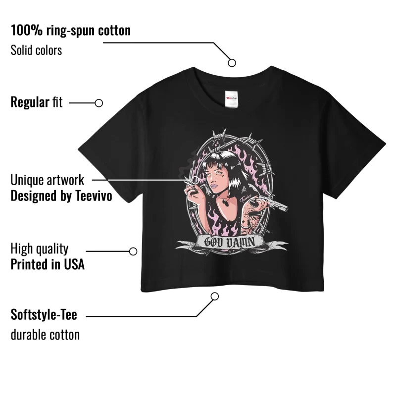 TeeVivo Crop Top Match Air Jordan 4 Retro Orchid God Daaamn – Air Jordan 4 Crop Top, AJ4 Crop Top
