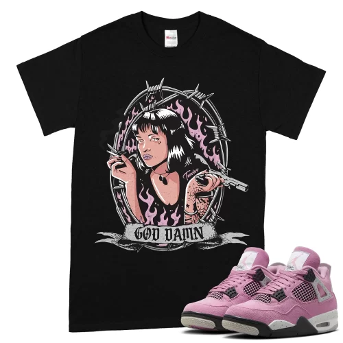 TeeVivo T-Shirt Match Air Jordan 4 Retro Orchid God Daaamn – Air Jordan 4 Shirt, AJ4 Shirt