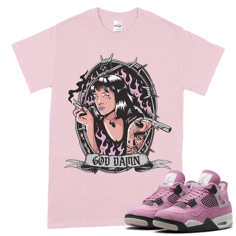 TeeVivo T-Shirt Match Air Jordan 4 Retro Orchid God Daaamn – Air Jordan 4 Shirt, AJ4 Shirt
