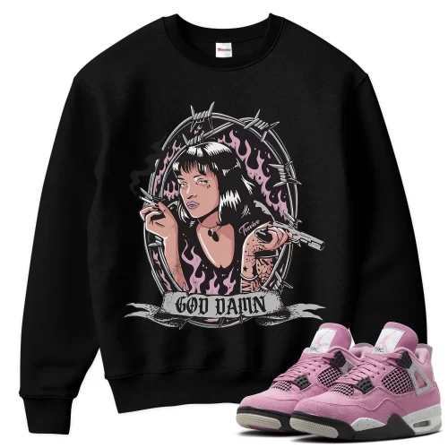 TeeVivo Sweatshirt Match Air Jordan 4 Retro Orchid God Daaamn – Air Jordan 4 Sweatshirt, AJ4 Sweatshirt