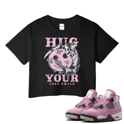 TeeVivo Crop Top Match Air Jordan 4 Retro Orchid Hug your lost smile – Air Jordan 4 Crop Top, AJ4 Crop Top