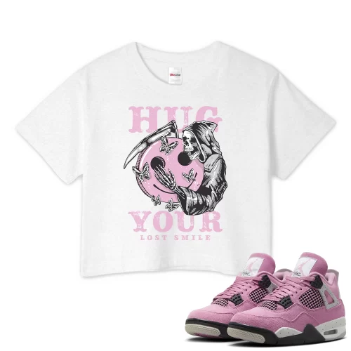 TeeVivo Crop Top Match Air Jordan 4 Retro Orchid Hug your lost smile – Air Jordan 4 Crop Top, AJ4 Crop Top