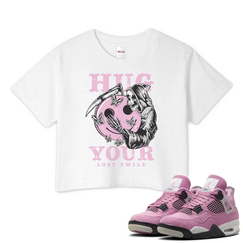 TeeVivo Crop Top Match Air Jordan 4 Retro Orchid Hug your lost smile – Air Jordan 4 Crop Top, AJ4 Crop Top