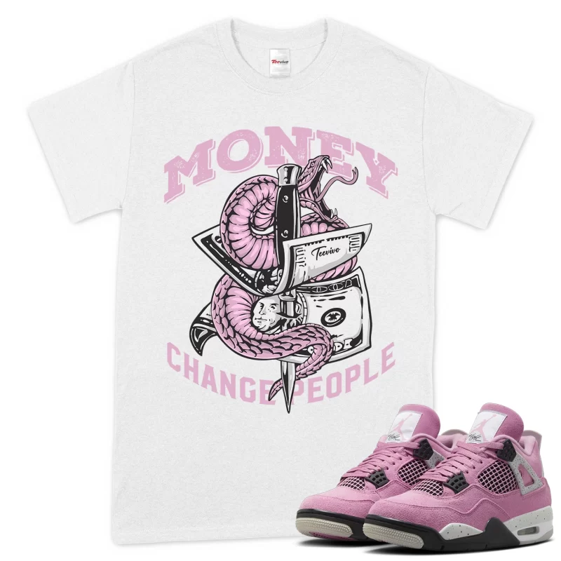 TeeVivo T-Shirt Match Air Jordan 4 Retro Orchid Money change people – Air Jordan 4 Shirt, AJ4 Shirt
