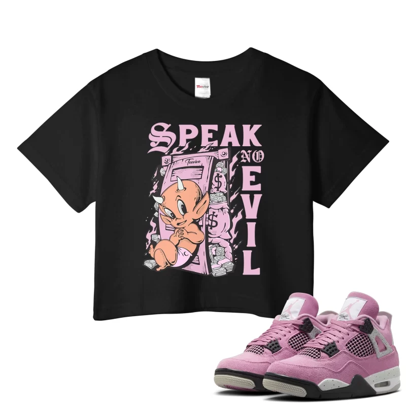 TeeVivo Crop Top Match Air Jordan 4 Retro Orchid Speak no evil – Air Jordan 4 Crop Top, AJ4 Crop Top
