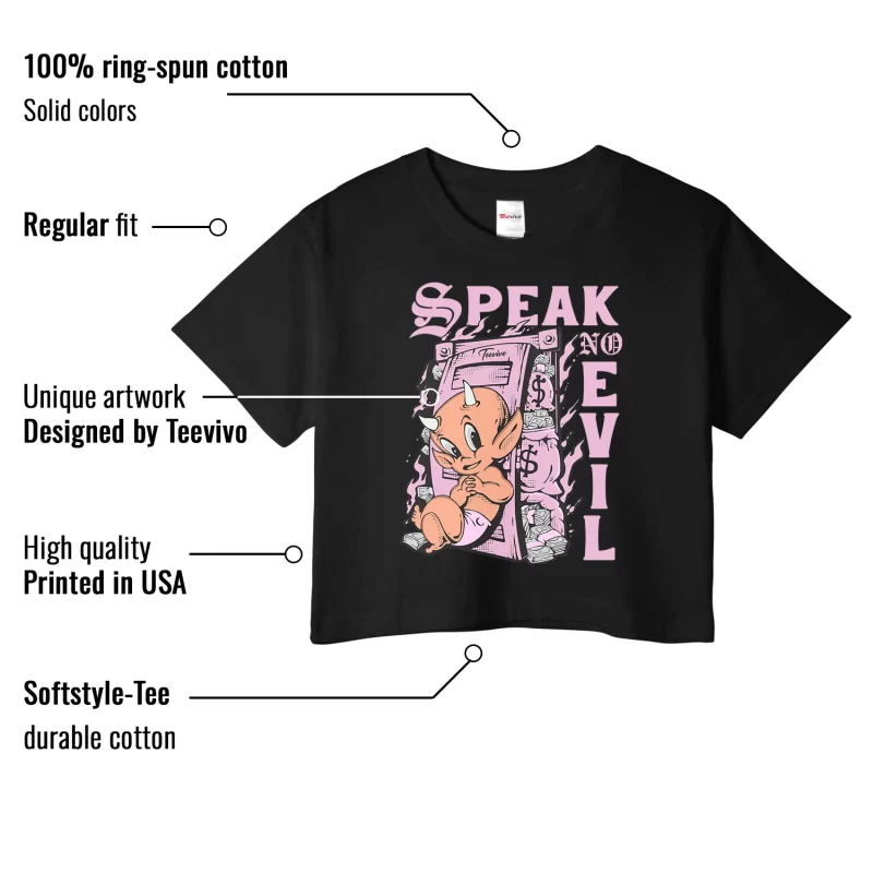 TeeVivo Crop Top Match Air Jordan 4 Retro Orchid Speak no evil – Air Jordan 4 Crop Top, AJ4 Crop Top