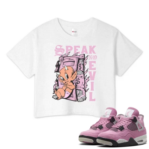 TeeVivo Crop Top Match Air Jordan 4 Retro Orchid Speak no evil – Air Jordan 4 Crop Top, AJ4 Crop Top
