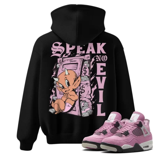 TeeVivo Hoodie Match Air Jordan 4 Retro Orchid Speak no evil – Air Jordan 4 Hoodie, AJ4 Hoodie