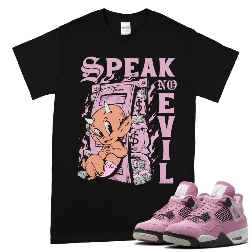 TeeVivo T-Shirt Match Air Jordan 4 Retro Orchid Speak no evil – Air Jordan 4 Shirt, AJ4 Shirt