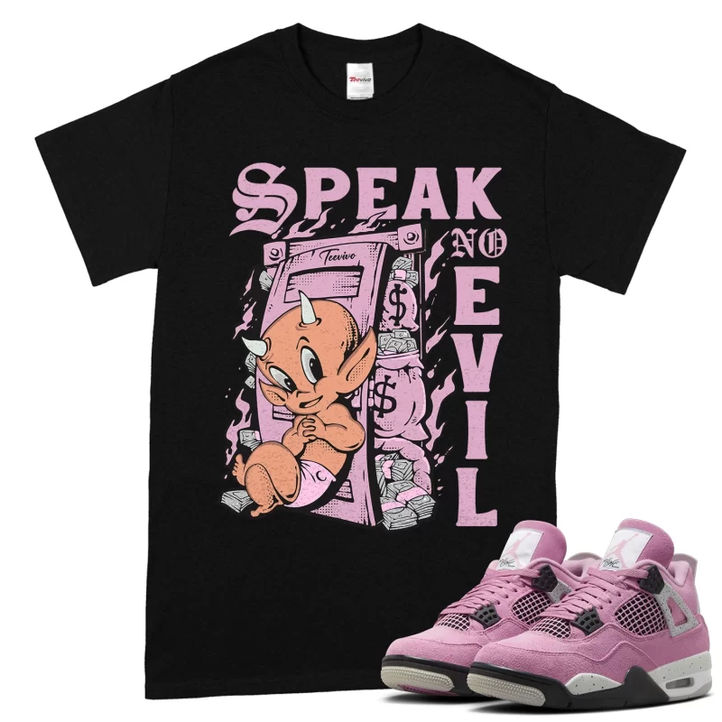 TeeVivo T-Shirt Match Air Jordan 4 Retro Orchid Speak no evil – Air Jordan 4 Shirt, AJ4 Shirt