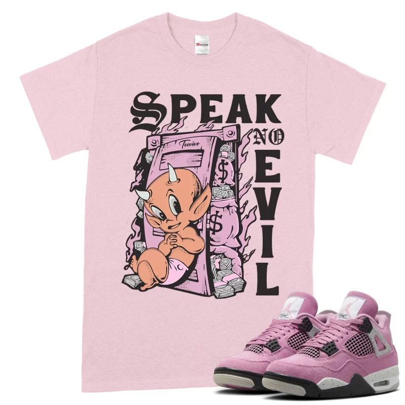 TeeVivo T-Shirt Match Air Jordan 4 Retro Orchid Speak no evil – Air Jordan 4 Shirt, AJ4 Shirt
