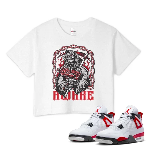 TeeVivo Crop Top Match Air Jordan 4 Retro Red Cement Awake – Air Jordan 4 Crop Top, AJ4 Crop Top