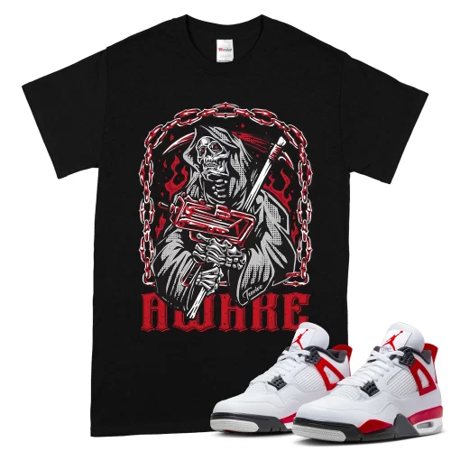 TeeVivo T-Shirt Match Air Jordan 4 Retro Red Cement Awake – Air Jordan 4 Shirt, AJ4 Shirt