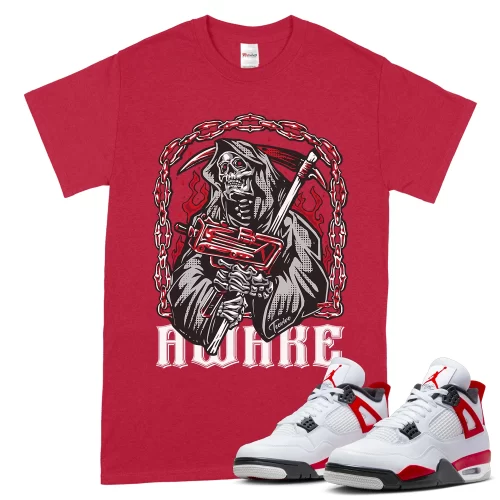 TeeVivo T-Shirt Match Air Jordan 4 Retro Red Cement Awake – Air Jordan 4 Shirt, AJ4 Shirt