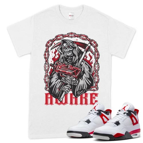 TeeVivo T-Shirt Match Air Jordan 4 Retro Red Cement Awake – Air Jordan 4 Shirt, AJ4 Shirt