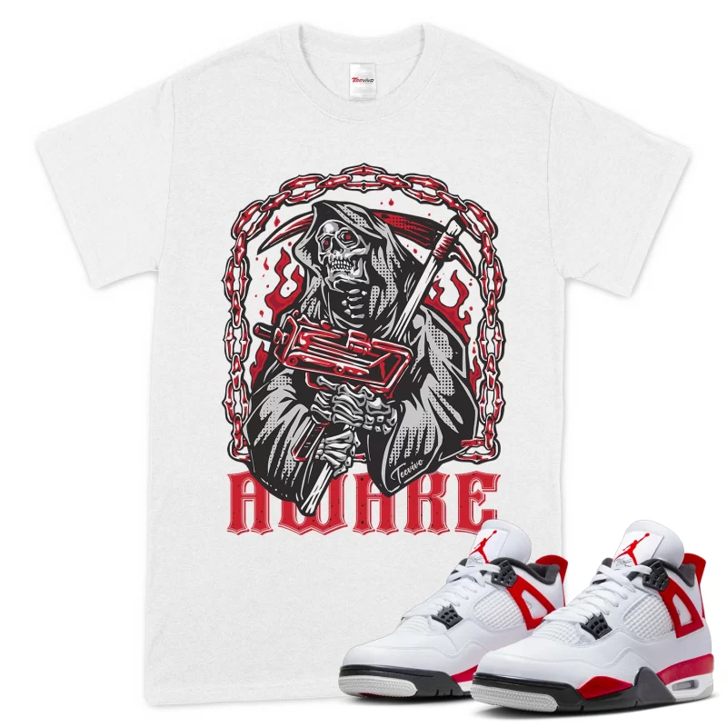 TeeVivo T-Shirt Match Air Jordan 4 Retro Red Cement Awake – Air Jordan 4 Shirt, AJ4 Shirt