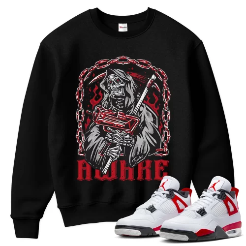 TeeVivo Sweatshirt Match Air Jordan 4 Retro Red Cement Awake – Air Jordan 4 Sweatshirt, AJ4 Sweatshirt