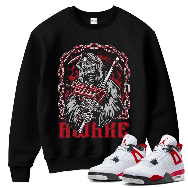 TeeVivo Sweatshirt Match Air Jordan 4 Retro Red Cement Awake – Air Jordan 4 Sweatshirt, AJ4 Sweatshirt