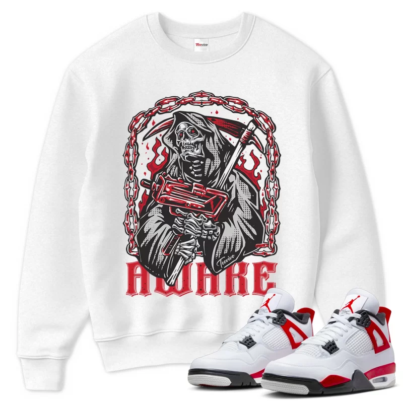 TeeVivo Sweatshirt Match Air Jordan 4 Retro Red Cement Awake – Air Jordan 4 Sweatshirt, AJ4 Sweatshirt