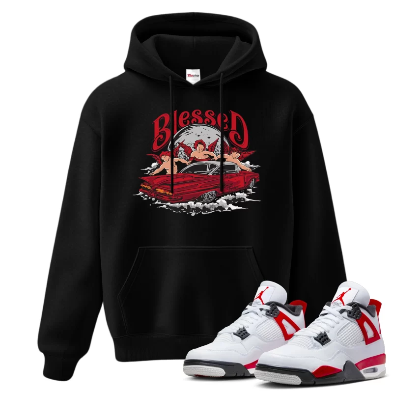 TeeVivo Hoodie Match Air Jordan 4 Retro Red Cement Blessed – Air Jordan 4 Hoodie, AJ4 Hoodie
