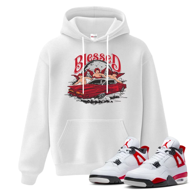 TeeVivo Hoodie Match Air Jordan 4 Retro Red Cement Blessed – Air Jordan 4 Hoodie, AJ4 Hoodie