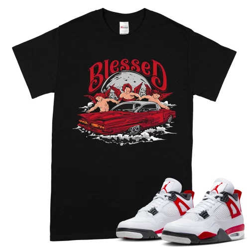 TeeVivo T-Shirt Match Air Jordan 4 Retro Red Cement Blessed – Air Jordan 4 Shirt, AJ4 Shirt