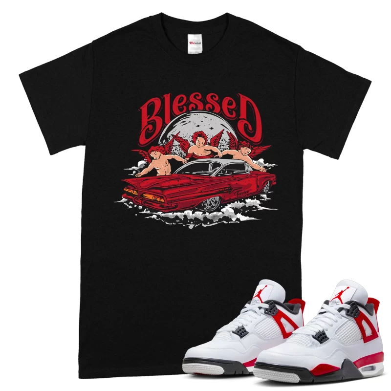 TeeVivo T-Shirt Match Air Jordan 4 Retro Red Cement Blessed – Air Jordan 4 Shirt, AJ4 Shirt