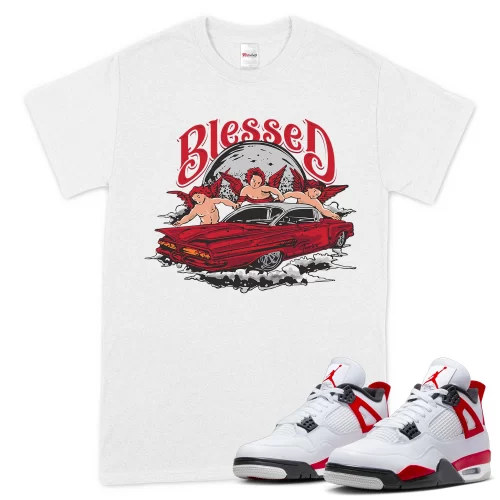 TeeVivo T-Shirt Match Air Jordan 4 Retro Red Cement Blessed – Air Jordan 4 Shirt, AJ4 Shirt