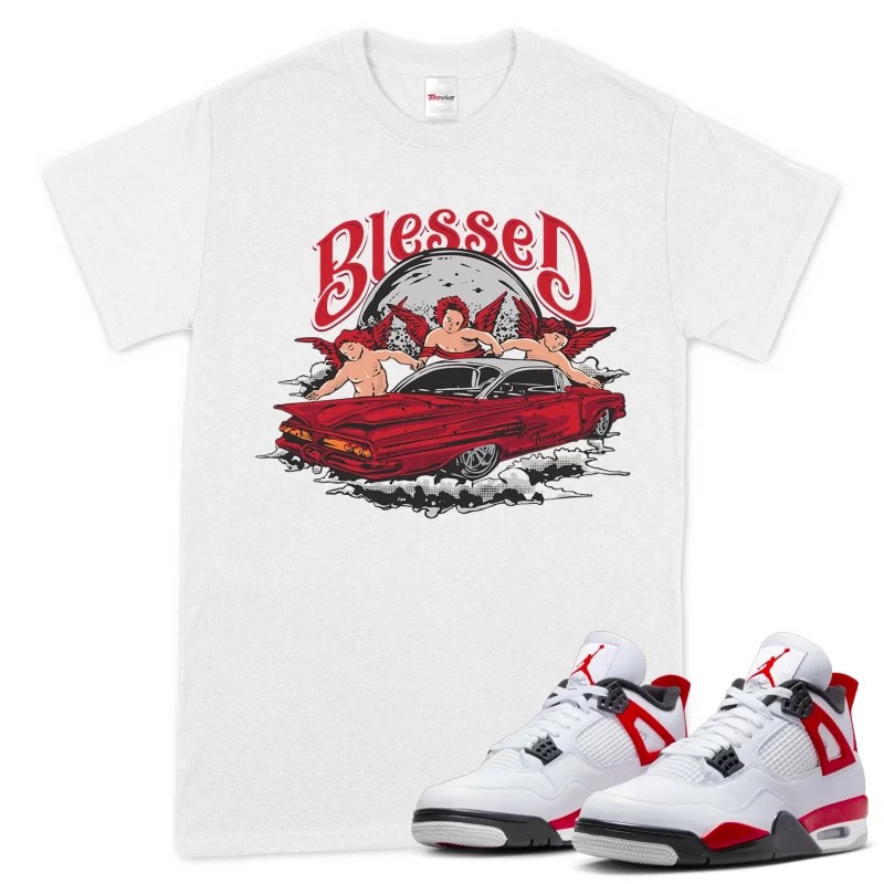 TeeVivo T-Shirt Match Air Jordan 4 Retro Red Cement Blessed – Air Jordan 4 Shirt, AJ4 Shirt