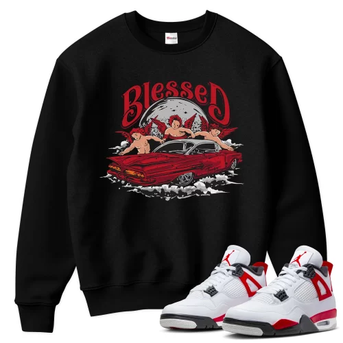 TeeVivo Sweatshirt Match Air Jordan 4 Retro Red Cement Blessed – Air Jordan 4 Sweatshirt, AJ4 Sweatshirt