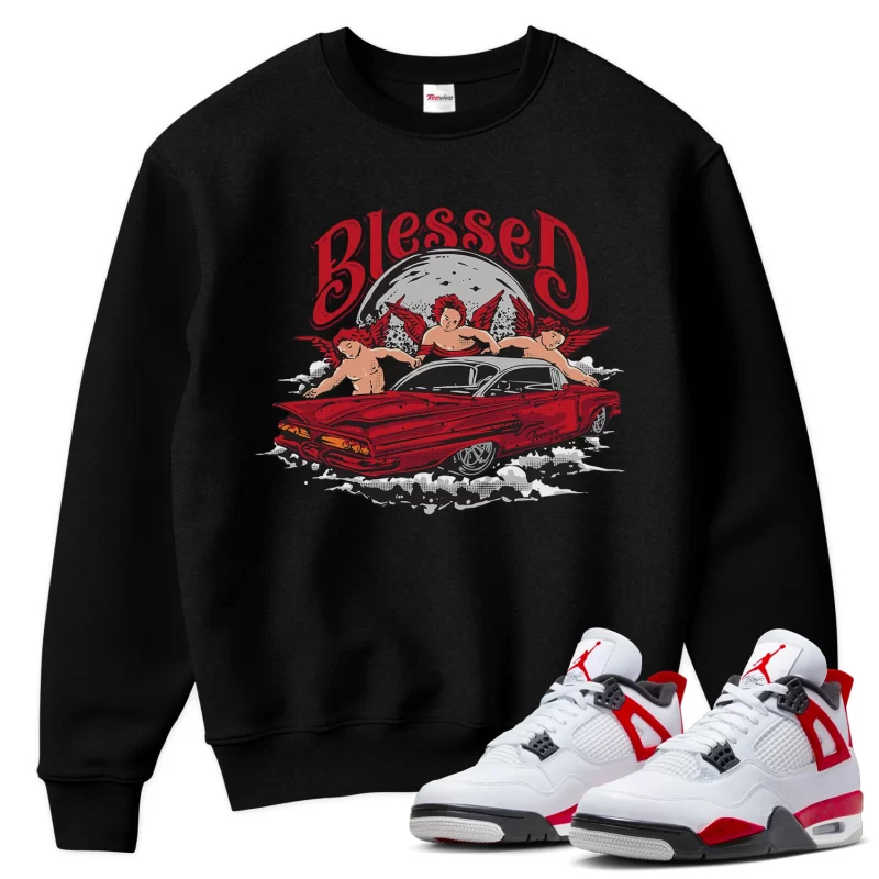 TeeVivo Sweatshirt Match Air Jordan 4 Retro Red Cement Blessed – Air Jordan 4 Sweatshirt, AJ4 Sweatshirt