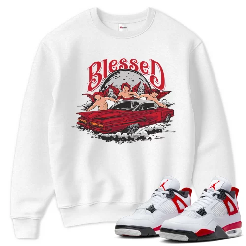 TeeVivo Sweatshirt Match Air Jordan 4 Retro Red Cement Blessed – Air Jordan 4 Sweatshirt, AJ4 Sweatshirt