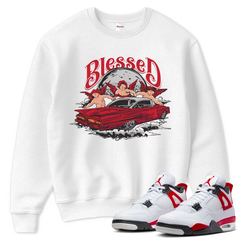 TeeVivo Sweatshirt Match Air Jordan 4 Retro Red Cement Blessed – Air Jordan 4 Sweatshirt, AJ4 Sweatshirt