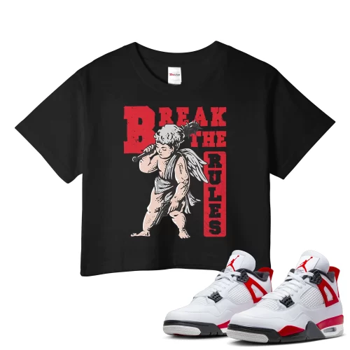 TeeVivo Crop Top Match Air Jordan 4 Retro Red Cement Break the rules – Air Jordan 4 Crop Top, AJ4 Crop Top
