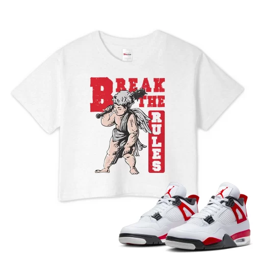 TeeVivo Crop Top Match Air Jordan 4 Retro Red Cement Break the rules – Air Jordan 4 Crop Top, AJ4 Crop Top