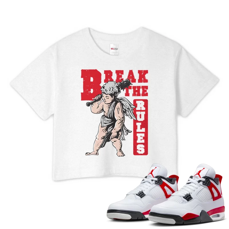 TeeVivo Crop Top Match Air Jordan 4 Retro Red Cement Break the rules – Air Jordan 4 Crop Top, AJ4 Crop Top